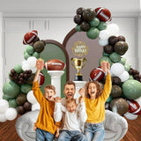 133PCS Football Balloon Garland Kit with Sage, White, Brown & Foil Balloons