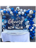 6x4ft Blue Happy New Year 2026 Backdrop with Cheers Banner for Party & Photos