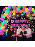 8x6FT 2026 Neon Happy New Year Banner Backdrop, Ideal For NYE Decorations, Glitter Party Themes, New Years Eve Photo Props And Celebration Supplies -