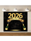 2026 New Year Backdrop 10x8ft Fabric, Perfect For NYE Celebrations With Champagne-Themed Party Décor And Festive Photo Background-