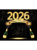 2026 New Year Backdrop 10x8ft Fabric, Perfect For NYE Celebrations With Champagne-Themed Party Décor And Festive Photo Background-
