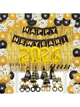 67pcs 2026 New Year Party Decorations Kit Foil Balloons Banner Hats Props