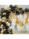 2026 New Year Balloon Garland 130 pcs Black Gold with Bottle Foil