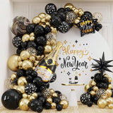 2026 New Year Balloon Garland 130 pcs Black Gold with Bottle Foil