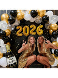 2026 NYE Party Supplies with 32 Inch Gold Balloons and Champagne Decor