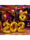Gold 2026 Number Balloons for New Year Parties and Graduation Decor