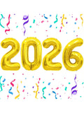 Gold 2026 Number Balloons for New Year Parties and Graduation Decor