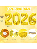 Gold 2026 Number Balloons for New Year Parties and Graduation Decor
