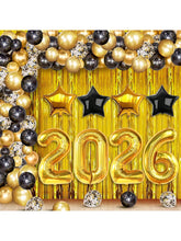 86-Piece 2026 New Year's Eve Party Set with Black Gold Balloon Arch