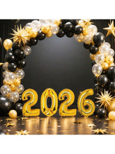 2026 Black And Gold Balloon Garland Arch Kit With 2026 Number Balloons For New Year's Eve, Back To School, Graduation, And Anniversary Decorations-