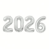 16 Inch Silver 2026 Foil Number Balloons for New Year and Party Decor