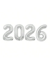 16 Inch Silver 2026 Foil Number Balloons for New Year and Party Decor