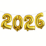 16 Inch Gold 2026 Foil Balloons for New Year, Anniversary, and Graduation Decor