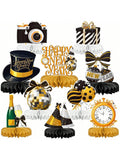 Happy New Year Party Bundle with Honeycomb Centerpieces & Table Toppers for NYE