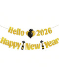 Sparkling Gold 2026 New Year Banner Hello 2026 for Party and Photo Decor