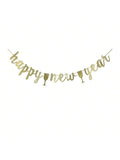 Happy New Year Gold Banner for New Years Eve Christmas and Holiday Decor
