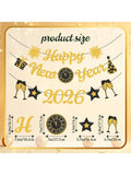 Gold Glitter Happy New Year 2026 Banner for NYE Party & Celebration Supplies