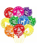 36PCS Mexican-Themed Latex Balloons with Fiesta Foil Party Decorations