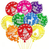 36PCS Mexican-Themed Latex Balloons with Fiesta Foil Party Decorations
