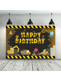 Construction Party Supplies Set Dump Truck Balloon Arch Garland Backdrop Tablecloth
