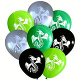 16Pc Dragon Balloon Set Silver Black Green Lime Party Decorations