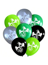 16Pc Dragon Balloon Set Silver Black Green Lime Party Decorations
