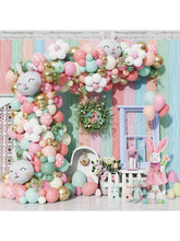 145PCS Pastel Easter Balloon Garland with Bunny Foil for Spring Party Decor