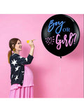Happyland 36" Jumbo Gender Reveal Confetti Balloon Black Latex Boy or Girl