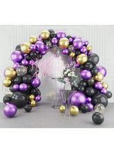 123pcs Metallic Balloon Arch Kit Purple Gold Black for Party & Celebration