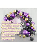 123pcs Metallic Balloon Arch Kit Purple Gold Black for Party & Celebration