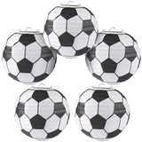 5-Pack 10-Inch Soccer Paper Lanterns for Sports Themed Birthday Parties
