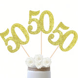 10PCS Double-Sided Gold 50th Birthday Anniversary Cake Table Centerpieces