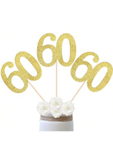10PCS Double-Sided Gold 60th Birthday Anniversary Cake Table Centerpieces
