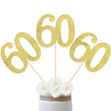 10PCS Double-Sided Gold 60th Birthday Anniversary Cake Table Centerpieces