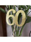 10PCS Double-Sided Gold 60th Birthday Anniversary Cake Table Centerpieces