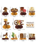 10PCS My First Rodeo Western Cowboy Birthday Honeycomb Centerpieces