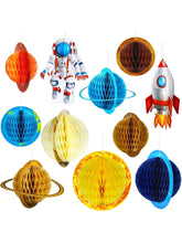 11pcs Outer Space Party Decorations Solar System Galaxy Hanging 3D Rocket Astronaut