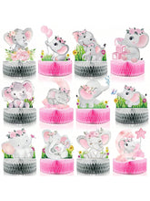 12-Pc Pink Elephant Honeycomb Centerpieces for Baby Showers Birthdays and Parties