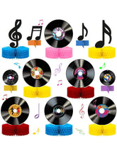 12pcs Vinyl Record Honeycomb Centerpieces for 1950s Rock & Roll Parties