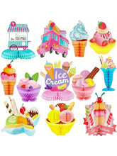 12pcs Ice Cream Honeycomb Table Centerpieces for Baby Shower & Birthday Parties