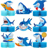 9-Pc Shark Honeycomb Table Centerpieces for Birthday and Baby Shower Parties
