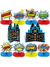 10pcs Hero Themed Party Decorations Honeycomb Centerpieces Table Topper Decor