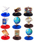 Travel Theme Party Decor with Adventure Table Honeycomb Centerpieces