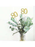 10PCS Double-Sided Gold 80th Birthday Anniversary Cake Table Centerpieces