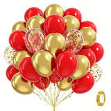 60 Pc 12 Inch Red and Gold Confetti Balloons for Birthday Wedding and Party Decor