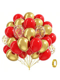 60 Pc 12 Inch Red and Gold Confetti Balloons for Birthday Wedding and Party Decor