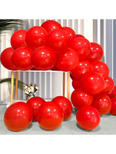 100PCS Matte Red 12 Inch Latex Balloons Thick Helium Ready with Ribbons