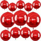 12pcs Metallic Red Round Foil Balloons 22, 15 & 10in for Parties