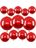 12pcs Metallic Red Round Foil Balloons 22, 15 & 10in for Parties