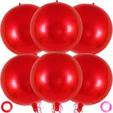 6 Pc 22 Inch Metallic Red Foil Balloons for Birthday Graduation and Party Decor